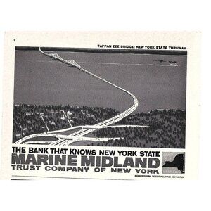 Tappan Zee Bridge New York State Marine Midland Advertisement 1960 Vintage Print